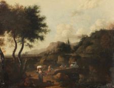 Künstler des 17. Jahrhunderts - Italienische Landschaft - Öl/Lwd. Doubl. 66 x 83 cm. Unsigniert.