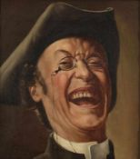 Künstler des 20. Jahrhunderts ca. Um 1900 Porträt Paar - Lachender Mann mit Brille - Öl/Lwd. 21,5