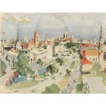 Hanns Jatzlau 1926 Liegnitz - lebt in Hannover - Am Hohen Ufer in Hannover - Aquarell/Bütten. 42,5 x