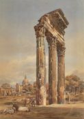 Thomas Hartley Cromek 1809 London - 1873 - In the Forum, Rome, with the ruins of the Tempel of