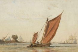 Anton Melbye 1818 Kopenhagen - 1875 Paris - Segelboote auf dem Wasser - Öl/Papier. 20,5 x 30,5 cm (