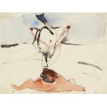 Miriam Tinguely 1950 Basel - "Jumping rope over one own's heart" - Aquarell und Collage/Papier. 22,5