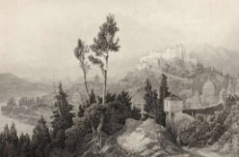 Kupferstecher des 19. Jahrhunderts - Salzburg vom Kapuziner-Berge - Kupferstich. 36 x 53 cm (