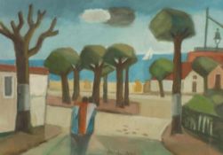 Hermann Fischer-Roloff 1917 Hannover - 1988 Hannover - "Travemünde" - Tempera/Papier. 42 x 60 cm (