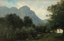Christian Johann Kröner 1838 Rinteln - 1911 Düsseldorf - Landschaft in den Bergen - Öl/Lwd auf