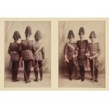 2 Fotografien Um 1900. - Offiziere in Paradeuniform - 16 x 10,5 cm. Unter Glas gerahmt.