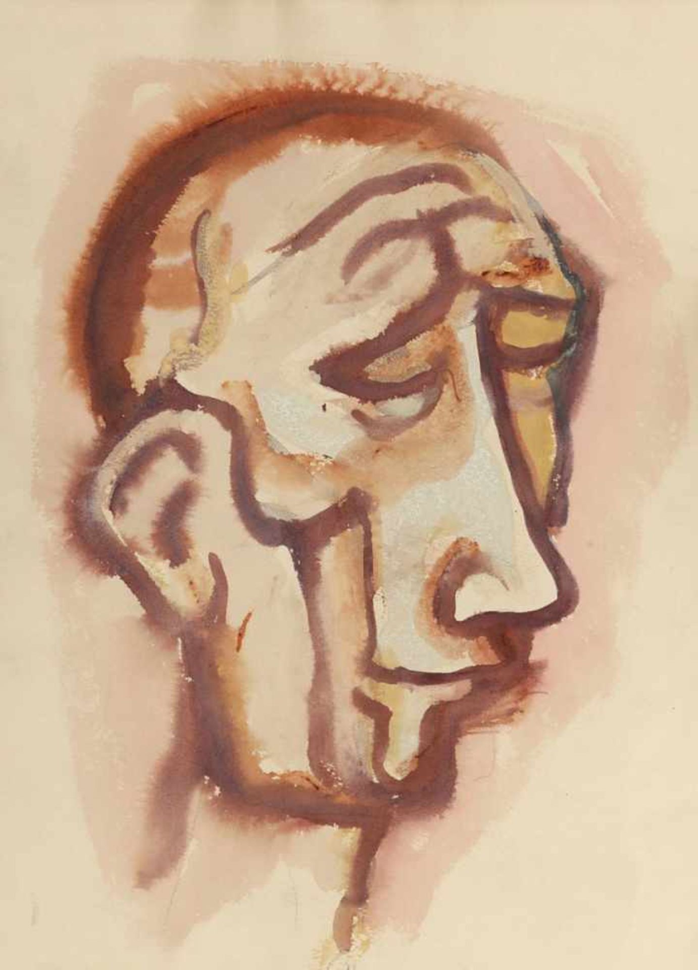 Carl Hofer 1878 Karlsruhe - 1955 Berlin - Bildnis eines Mannes - Aquarell/Papier. 42,5 x 31,8 cm (