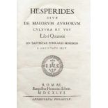 Johann Baptist Ferrari - "Hesperides sive de Malorum Aureorum... " - Rom, Scheus 1646. Ldr. -
