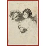 Rembrandt Harmenszoon van Rijn 1606 Leiden - 1669 Amsterdam - "Three Heads of Women, One Asleep" -