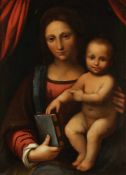 Künstler des frühen 17. Jahrhunderts - Maria mit Christuskind - Öl/Kupferplatte. 44 x 33 cm.