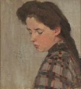 Minna Köhler-Roeber 1883 Reichenbach - 1957 Friesen - Bildnis eines Mädchens - Öl/Lwd. Doubl. 44,5 x