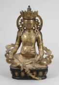 Buddha mit Ratte Nepal. Bronze. Teilw. schwarze bemalt. H. 28 cm. Sitzende Darstellung mit Ratte und