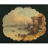 Künstler des 19. Jahrhunderts - Bucht von Carlingford - Öl/Malkarton mit Perlmutteinlage. 22.5 x