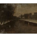 August Fink 1846 - 1916 - Isarkanal des deutschen Museums - Öl/Lwd. 42 x 51, 5 cm. Doubl. Sign. r.