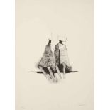 Lynn Chadwick 1914 London - 2003 Strout - Two sitting figures - Lithografie/Papier. 33/100. 34,5 x