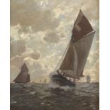 Carl Becker 1862 Hameln - 1926 Blankenese - Boote auf dem Wasser - Öl/Lwd. 66 x 54 cm. Sign. und