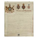 Urkunde Um 1800. - Sir William Woods / Camperdown - Pergament. 58,5 x 50 cm. Wachssiegel. D. 7 cm.