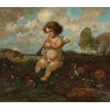 Adolf Hengeler 1863 Kempten - 1927 München - Laute spielender Putto - Öl/Holz. 36 x 41 cm. Sign. und