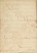 Künstler des 17 Jahrhunderts - Der heilige Bernhard - Rötel/Papier. 34 x 24 cm (