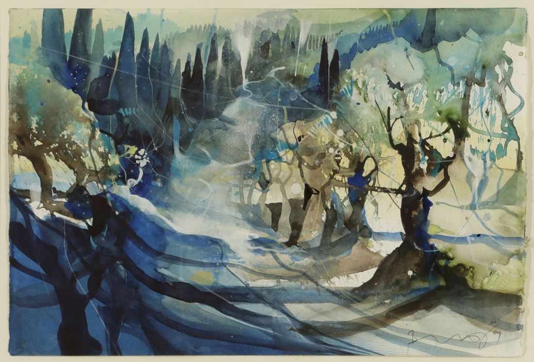 Bernhard Vogel 1961 Salzburg - "San Miniato, Morgenlicht der Toskana" - Aquarell/Bütten. 56,7 x 38