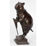 August Gaul 1869 Großauheim - 1921 Berlin - "Der Hamster" - Bronze. Braun patiniert. H. 23 cm.