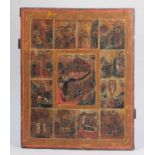 Festikone Russland, 19. Jahrhundert. Tempera/Holz. 48 x 37,5 cm. Vier Querverstrebungen, davon