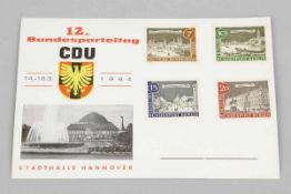 Postkarte mit Autogrammen Bundesrepublik Deutschland, 1964. - "12. Bundesparteitag CDU" - Vs.: