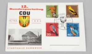 Postkarte mit Autogrammen Bundesrepublik Deutschland, 1964. - "12. Bundesparteitag CDU" - Vs.: