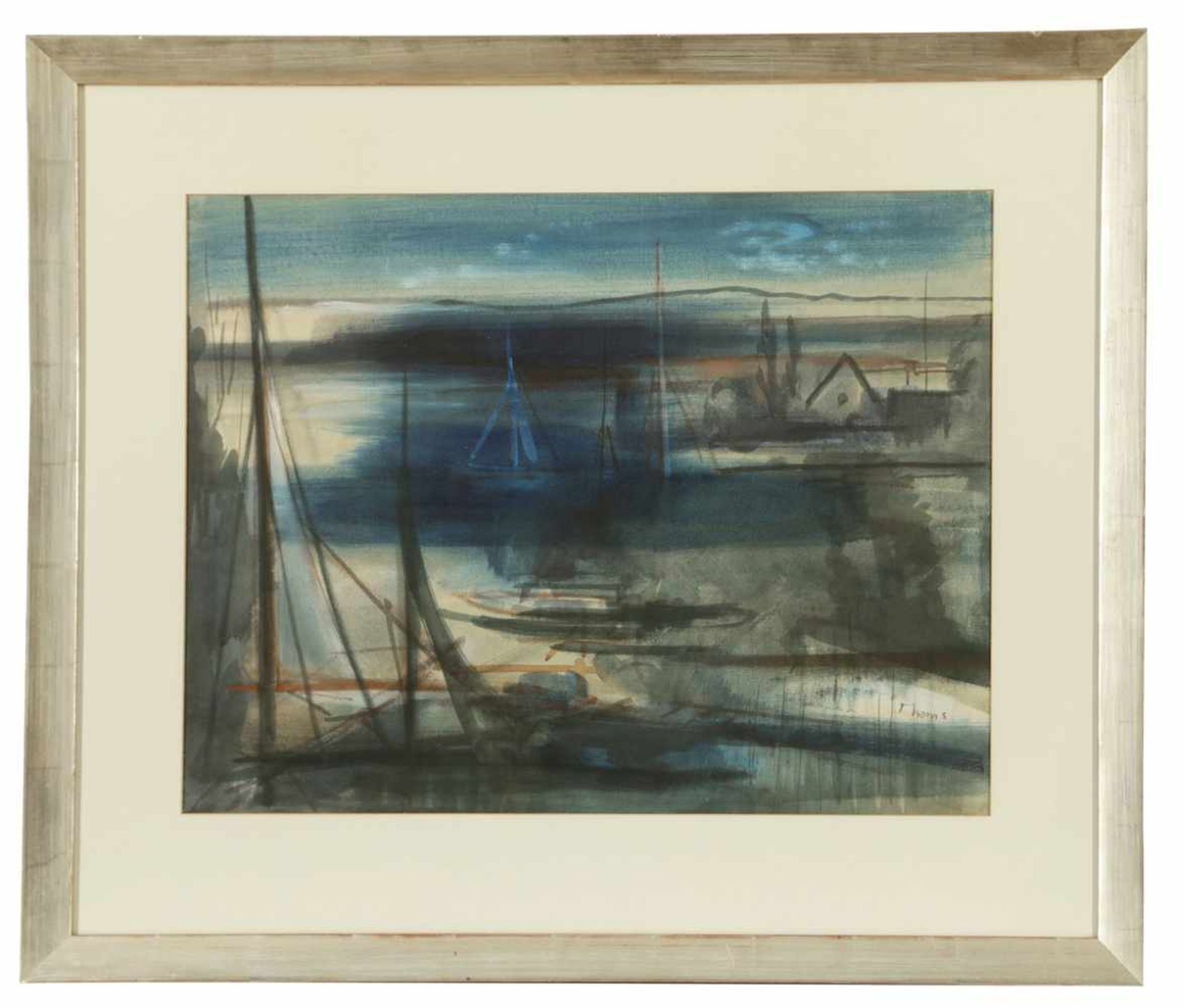 Ernst Thoms 1896 Nienburg - 1983 Langeln-Wietzen - Am See - Aquarell/Papier. 46 x 61 cm. Sign. r. - Bild 2 aus 2