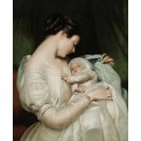 James Sant 1820 Croydan - 1926 London attr. - Bildnis seiner Ehefrau Elizabeth mit ihrer Tochter