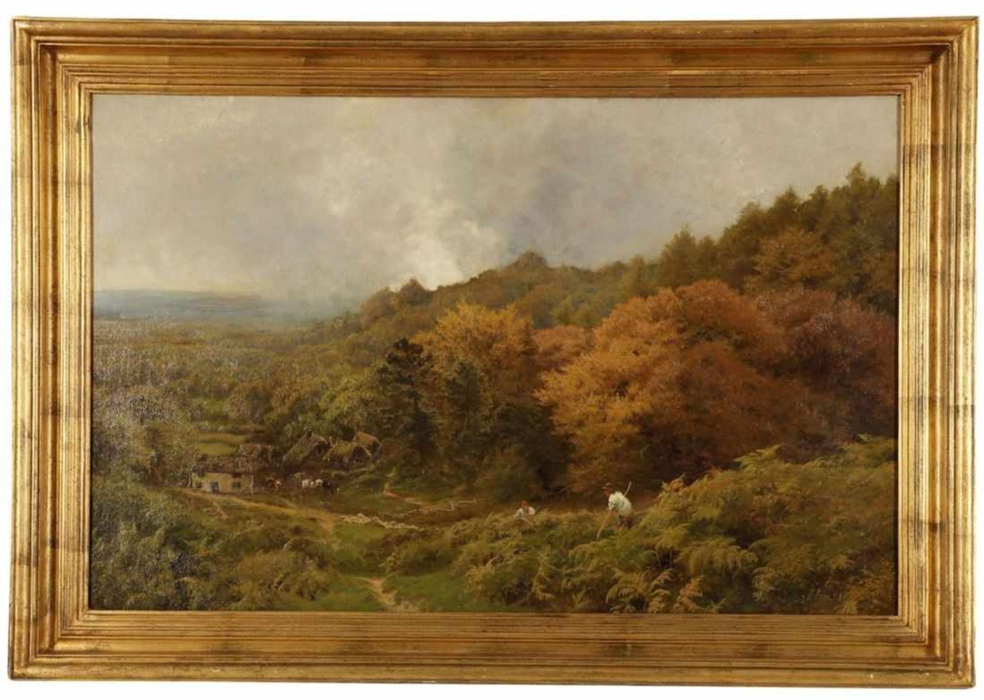 John Clayton Adams 1840 - 1906 - Spätsommerliche Landschaft mit Gehöfft - Öl/Lwd. 61 x 91 cm. - Image 2 of 2