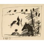 Pablo Picasso 1881 Malaga - 1973 Mougins - "Jeu de la cape" - Lithografie/Papier. 21 x 25 cm, 24,4 x