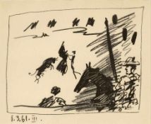 Pablo Picasso 1881 Malaga - 1973 Mougins - "Jeu de la cape" - Lithografie/Papier. 21 x 25 cm, 24,4 x