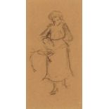 Heinrich Zille 1852 Radeburg/Dresden - 1929 Berlin - Skizze einer Frau - Kohle/bräunliches Papier (