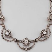 Prunkvolles Diamantcollier der Belle Époque Um 1890. 585er Roségold, ungestemp. und Silber. 1