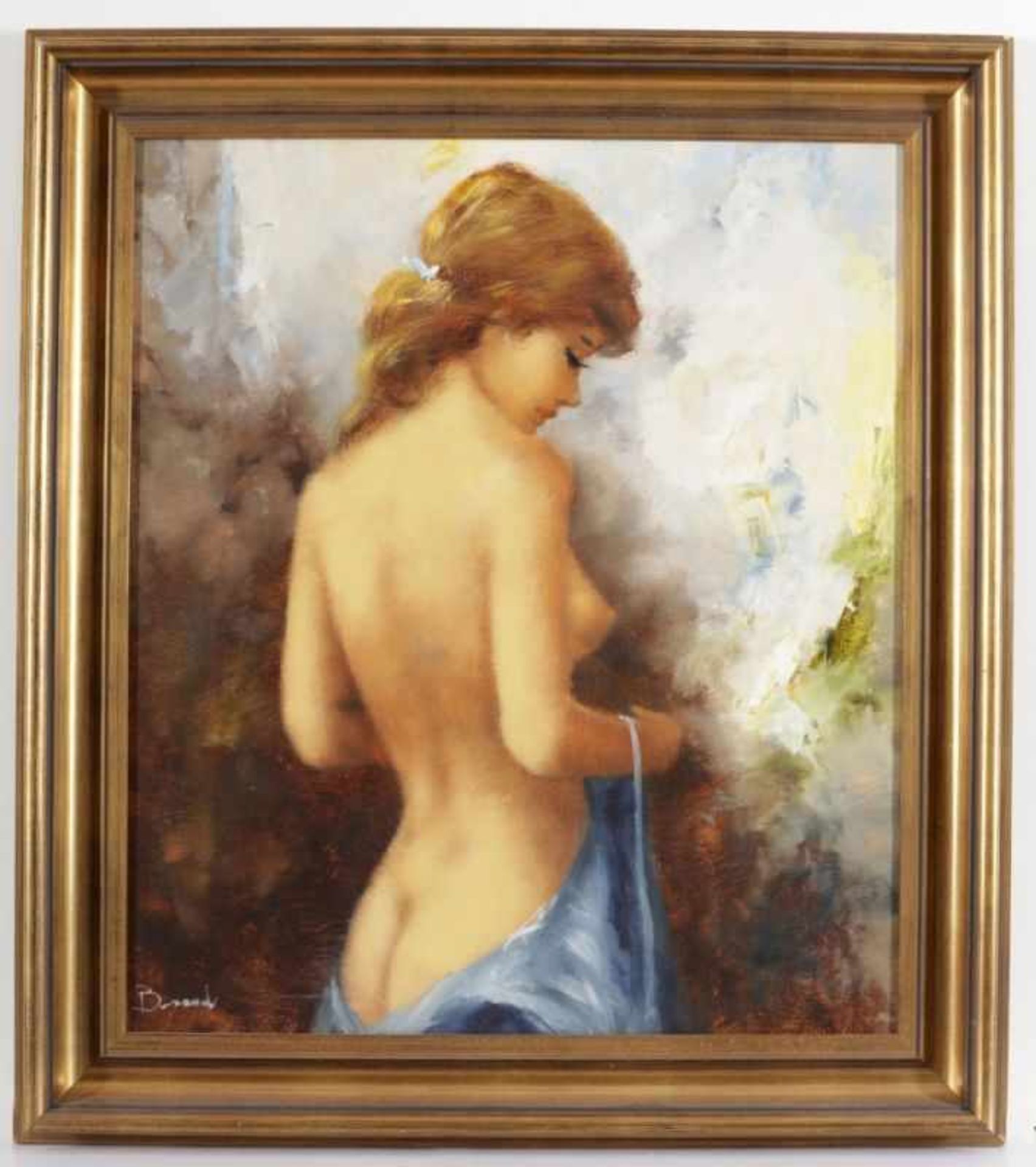 Künstler des 20. Jahrhunderts - Weiblicher Halbakt - Öl/Lwd. 79 x 69 cm. Undeutl. sign. l. u.: - Image 2 of 2