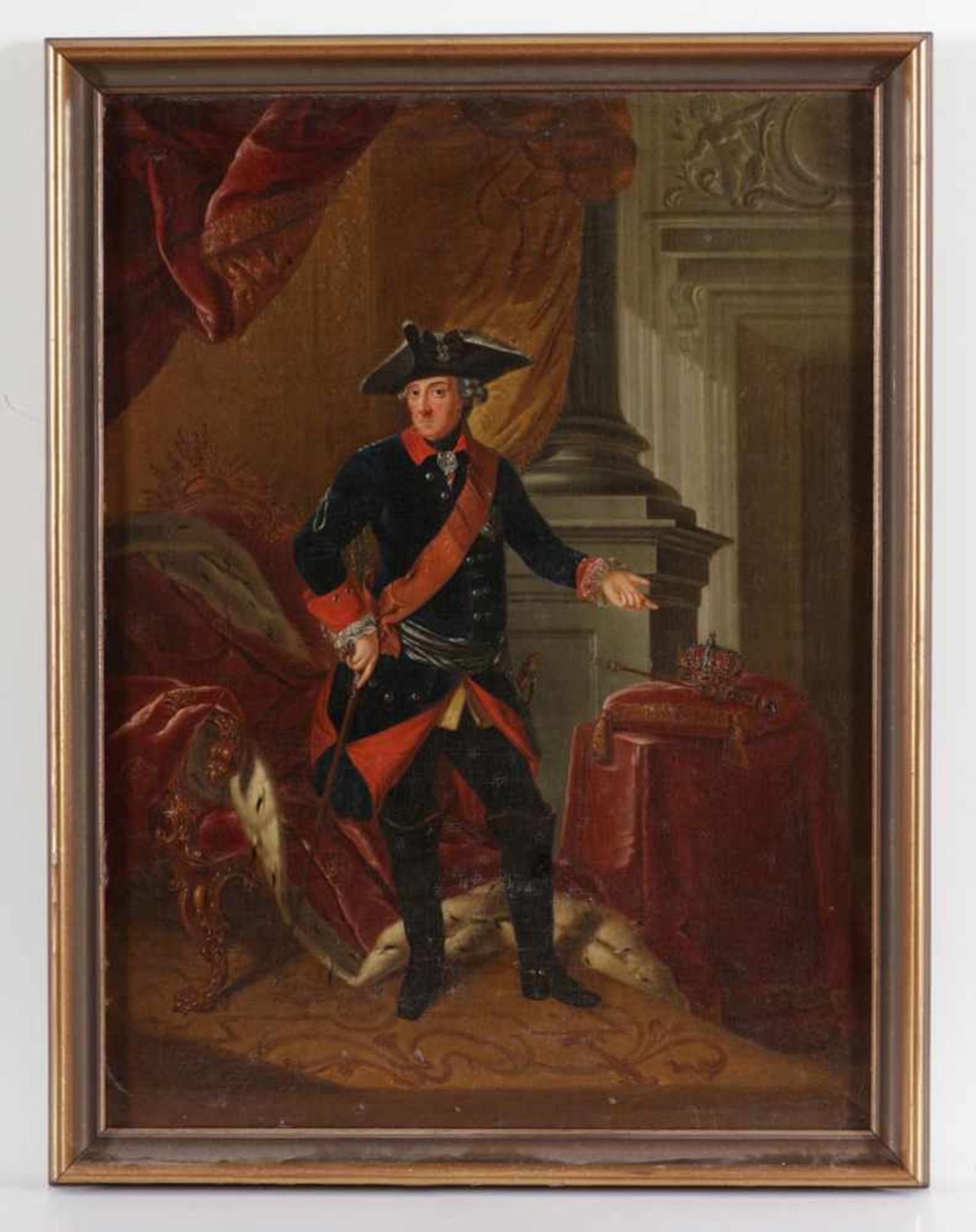 Künstler des 19. Jahrhunderts - Standesporträt von Friedrich II. - Öl/Lwd. Doubliert. 69 x 51 cm. - Image 2 of 2