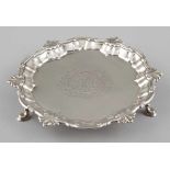 Salver William Peaston/London/England, 1754/55. 925er Silber. Punzen: Herst.-Marke, Stadt- und