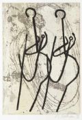 Markus Oehlen 1956 Krefeld - "Anglerinnen" - Farbradierung/Papier. 28,4 x 20 cm, 50 x 37,4 cm. Sign.
