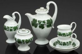 7tlg. Kaffeeservice mit Schwanenhenkeln Staatliche Porzellan Manufaktur, Meissen 1924-1947. -