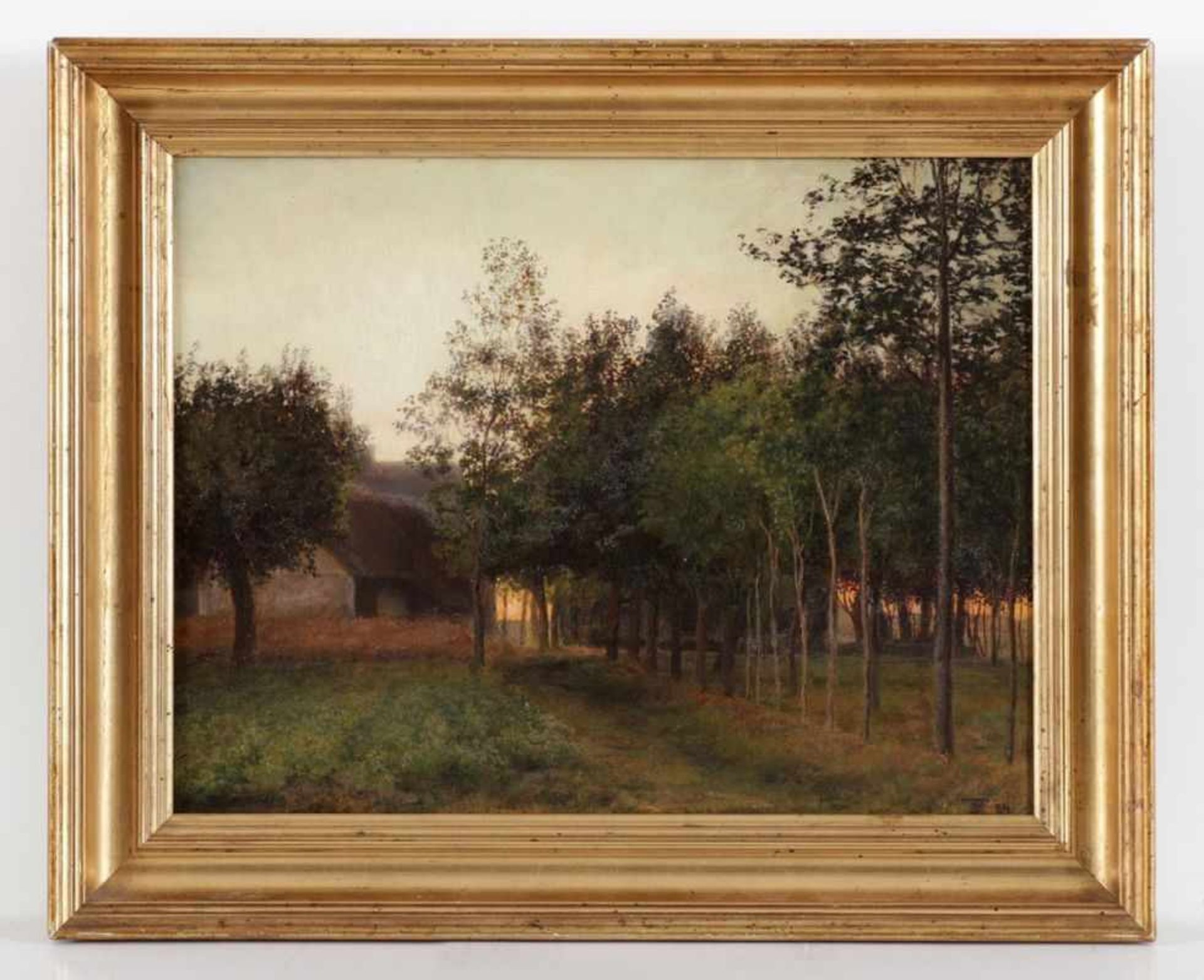 Pauline Thomsen 1858 Roskilde - 1931 Ry (Jütland) - Abendstimmung am Wald - Öl/Lwd. Doubl. 31 x 40 - Image 2 of 2