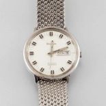 Bulova-Herrenarmbanduhr Fa. Bulova Watch Co. Inc. Vintage mit Datum. Edelstahl. Auf dem