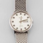 Bulova-Herrenarmbanduhr Fa. Bulova Watch Co. Inc. Vintage mit Datum. Edelstahl. Auf dem