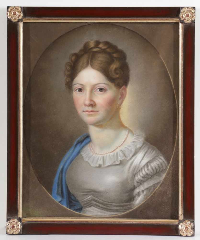 Künstler des 19. Jahrhunderts - Porträt einer Dame des Biedermeier - Pastell/Papier. 33 x 26 cm.