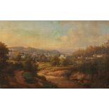 Künstler des 19. Jahrhunderts - Weites Panorama mit Blick auf eine Stadt - Öl/Lwd. 33,5 x 52,5 cm.