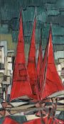 Künstler des 20. Jahrhunderts - Segelboote - Öl/Lwd. 84,8 x 45 cm. Undeutl. sign. r. u. Rahmen.
