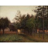 Pauline Thomsen 1858 Roskilde - 1931 Ry (Jütland) - Abendstimmung am Wald - Öl/Lwd. Doubl. 31 x 40