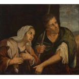 Künstler des 18. Jahrhunderts - Maria und Joseph auf der Suche nach einer Herberge - Öl/Lwd. 65 x 75
