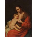 Künstler des frühen 19. Jahrhunderts - Madonna mit dem Christuskind auf dem Arm - Öl/Lwd. 63 x 48