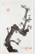 Japanischer Künstler des 20. Jahrhunderts - Kirschblüten / Sakura - Tusche. 23,5 x 36,5 cm.